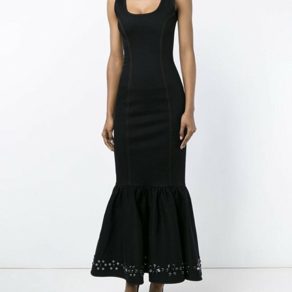 Alessandra Rich Stretch Denim Embellished Dress